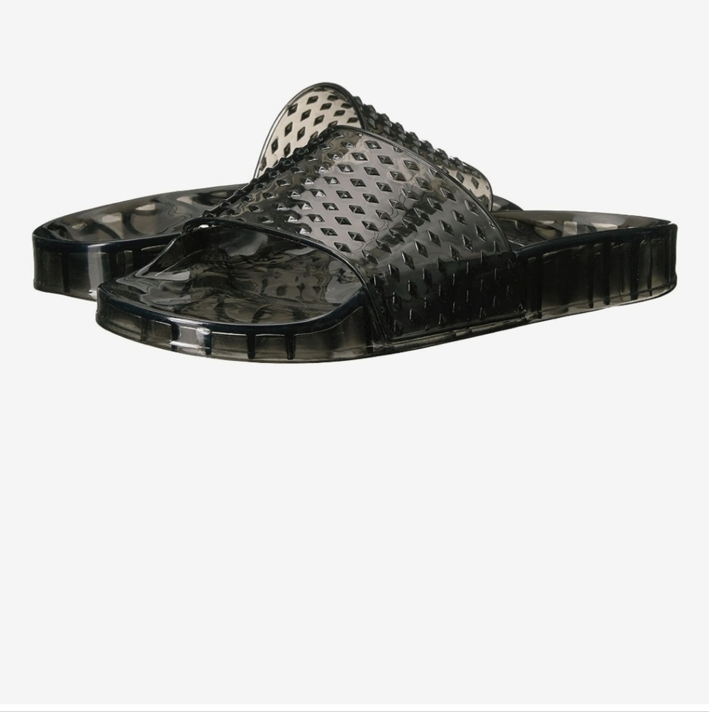 NWOT CHINESE LAUNDRY glow up sandals, smoke pvc